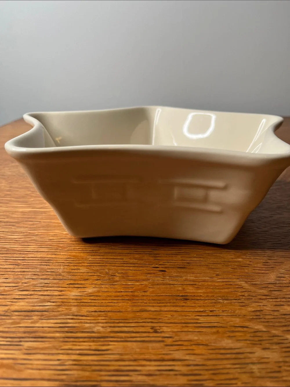 Longaberger Pottery Ivory Star Bowl Woven Traditions Cream Serving Dish USA